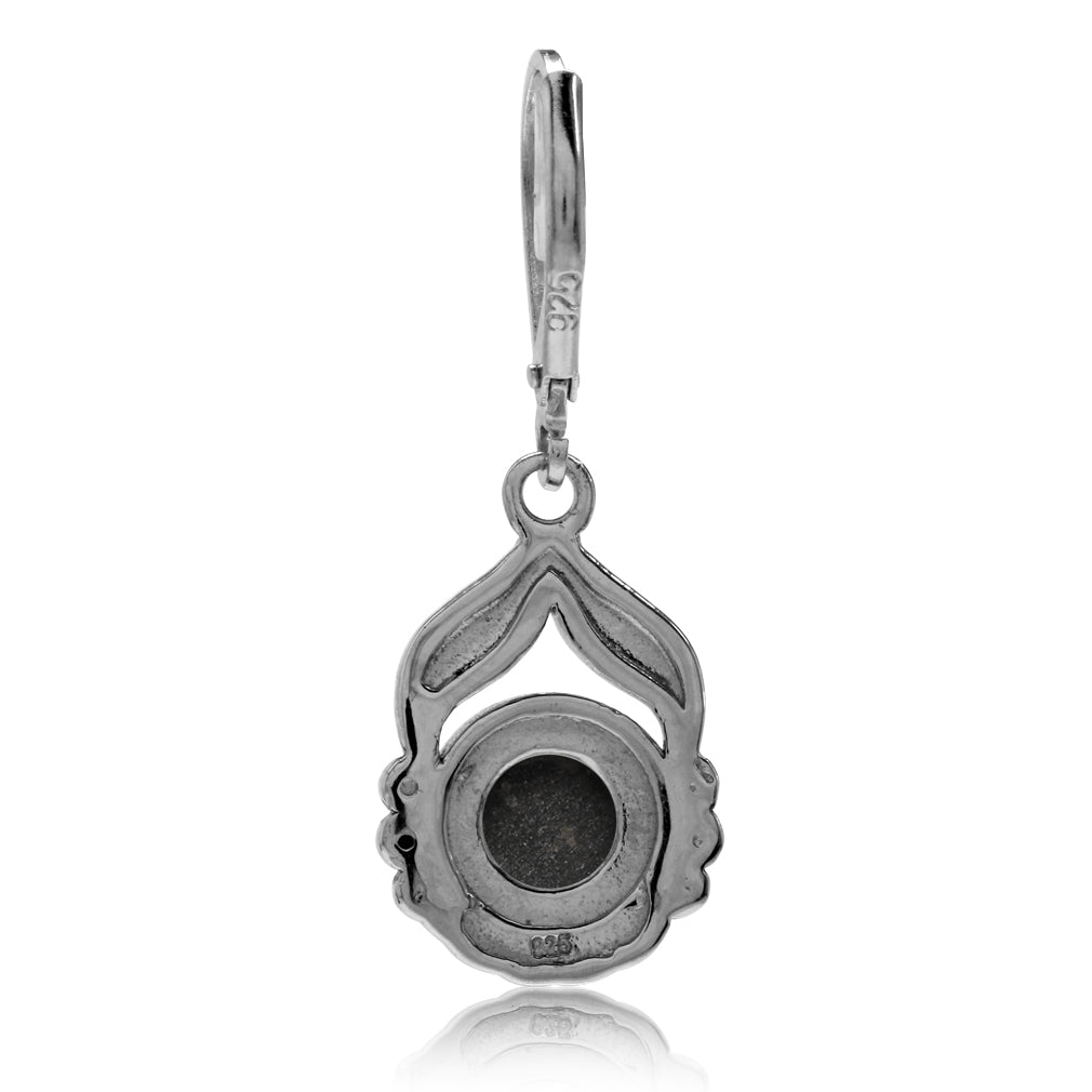 Created Black Onyx 925 Sterling Silver Leaf and Rope Leverback Dangle Earrings - Silvershake-store