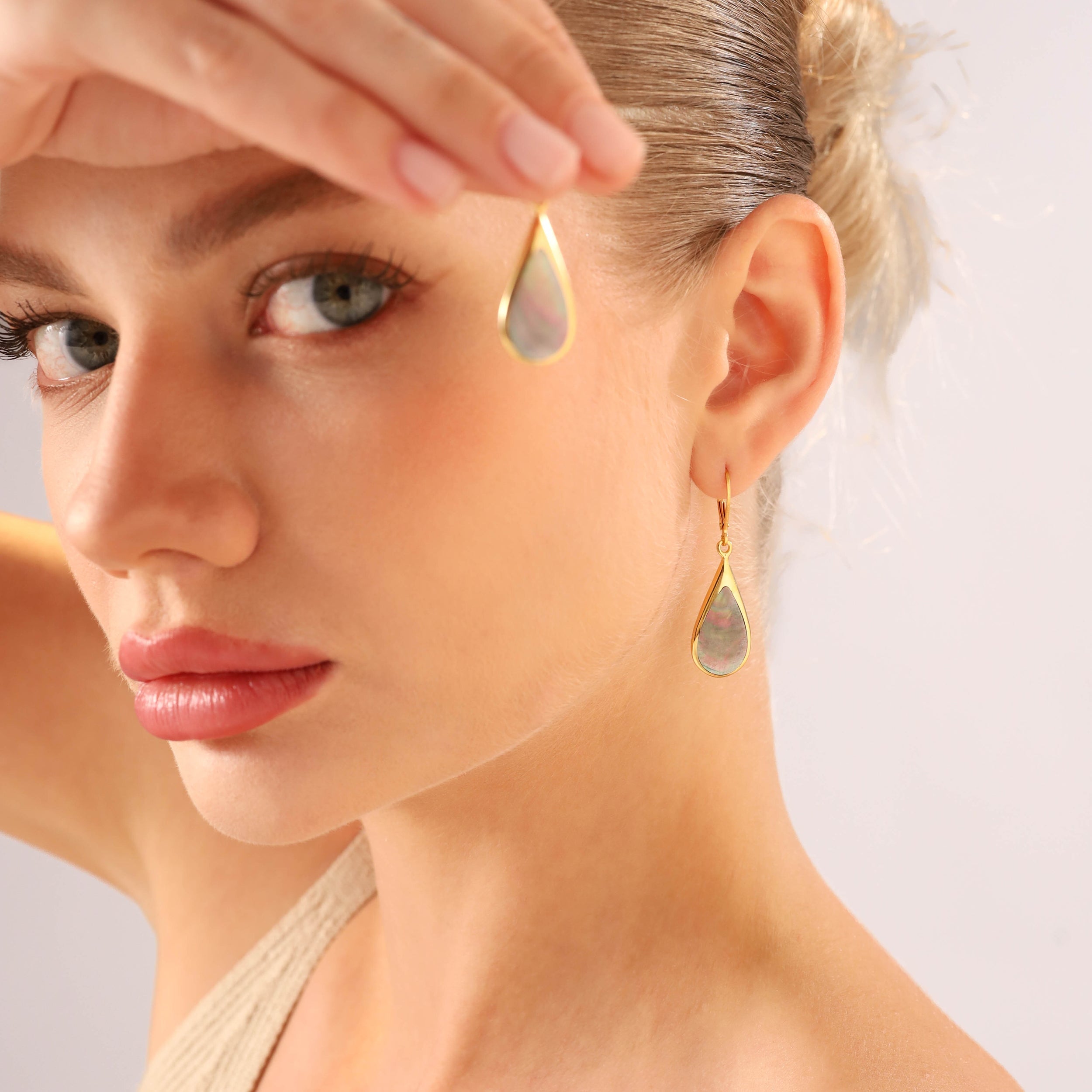 Created Green Turquoise Inlay White Gold Plated 925 Sterling Silver Drop Dangle Leverback Earrings - Silvershake-store