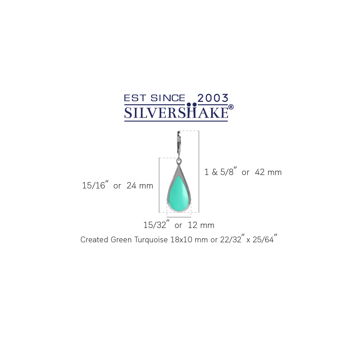 Created Green Turquoise Inlay White Gold Plated 925 Sterling Silver Drop Dangle Leverback Earrings - Silvershake-store