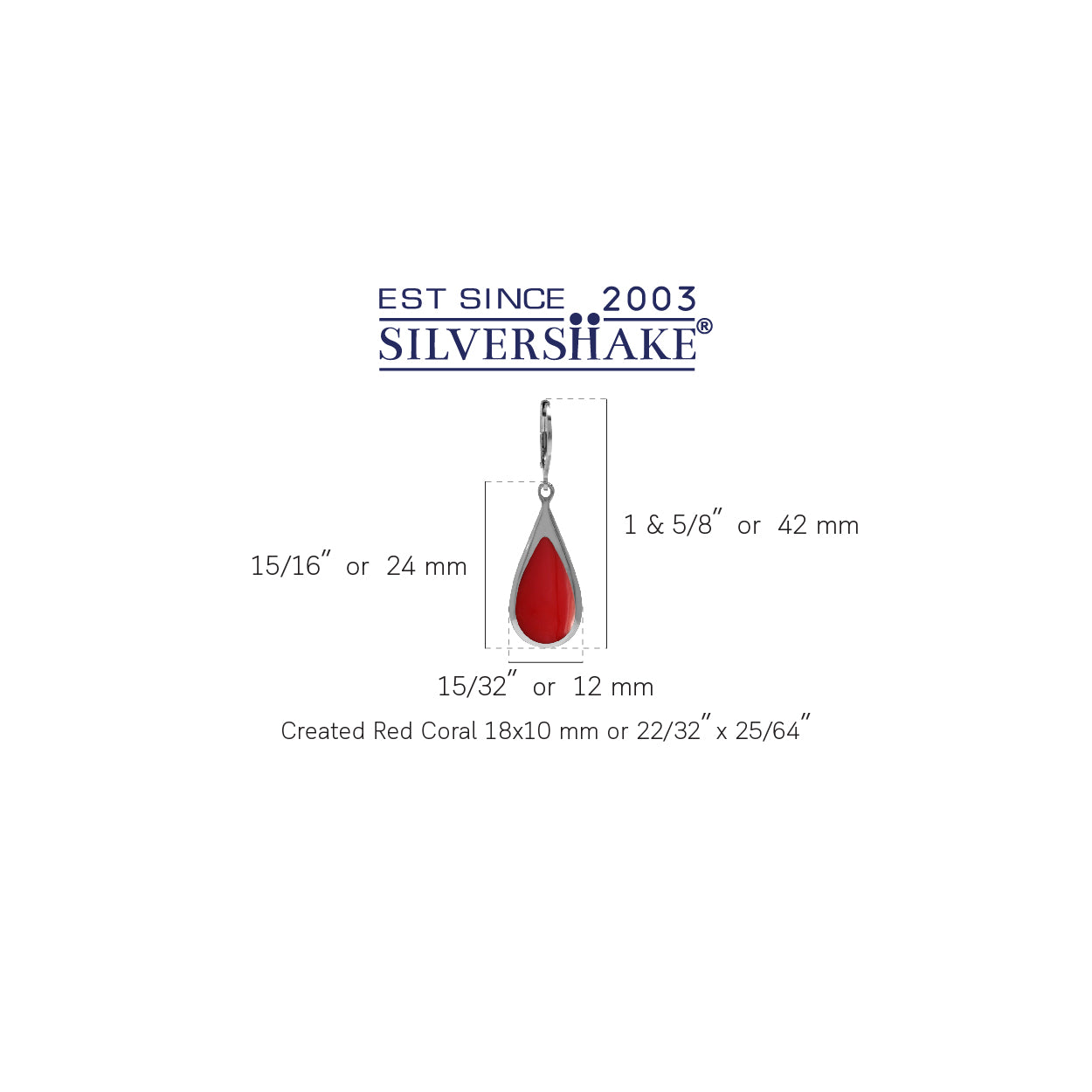 Created Red Coral Inlay White Gold Plated 925 Sterling Silver Drop Dangle Leverback Earrings - Silvershake-store