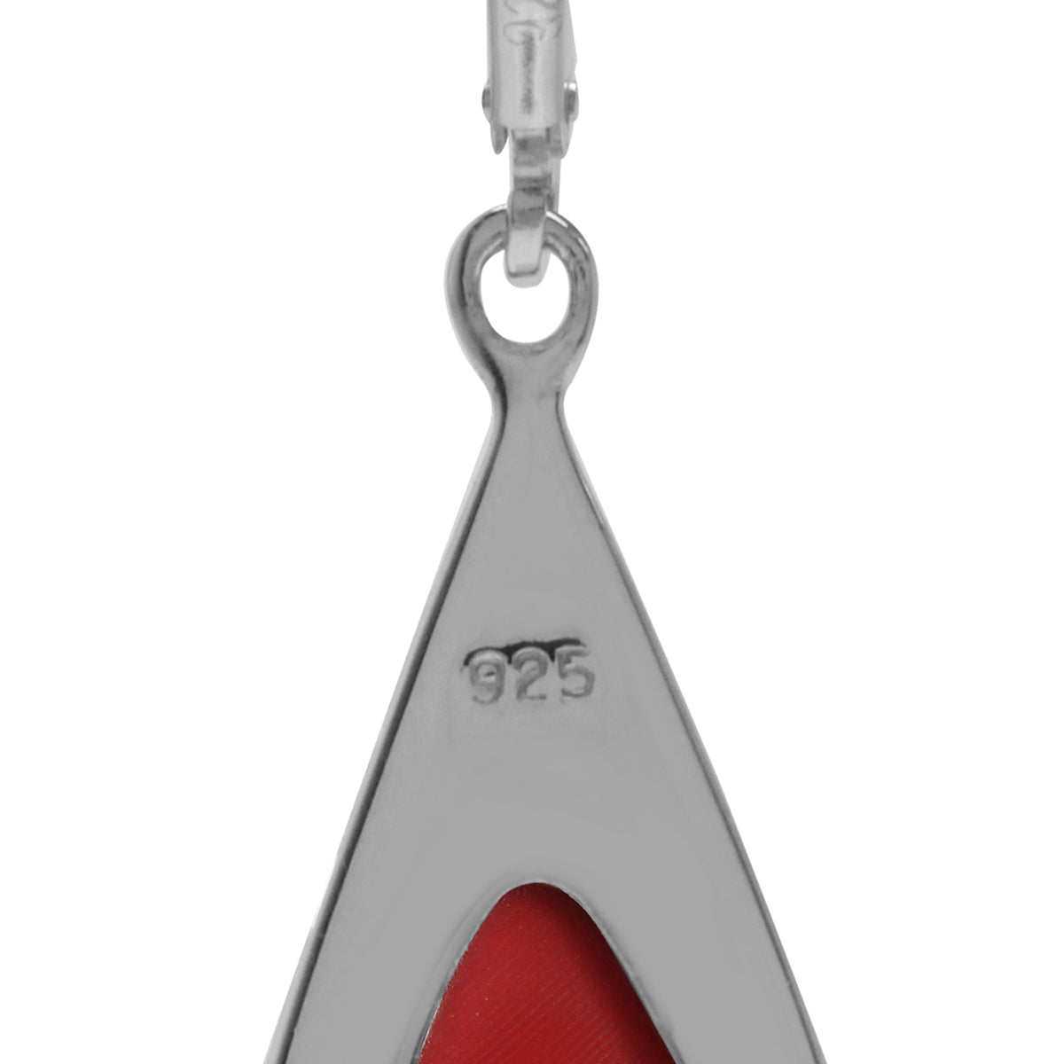 Created Red Coral Inlay White Gold Plated 925 Sterling Silver Drop Dangle Leverback Earrings - Silvershake-store