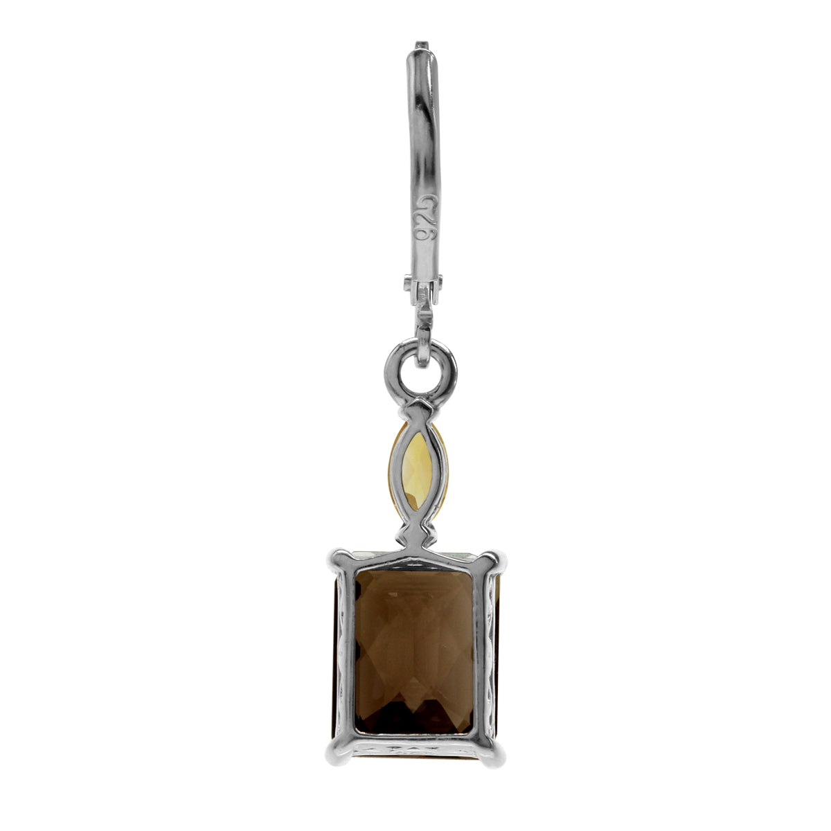 5.9ct. 10x8mm Natural Smoky Quartz and Citrine 925 Sterling Silver Leverback Earrings - Silvershake-store