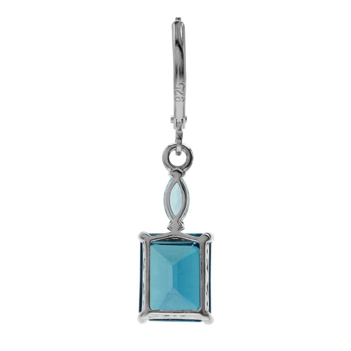 7.72ct. Genuine Octagon Shape London Blue Topaz 925 Sterling Silver Leverback Dangle Earrings - Silvershake-store