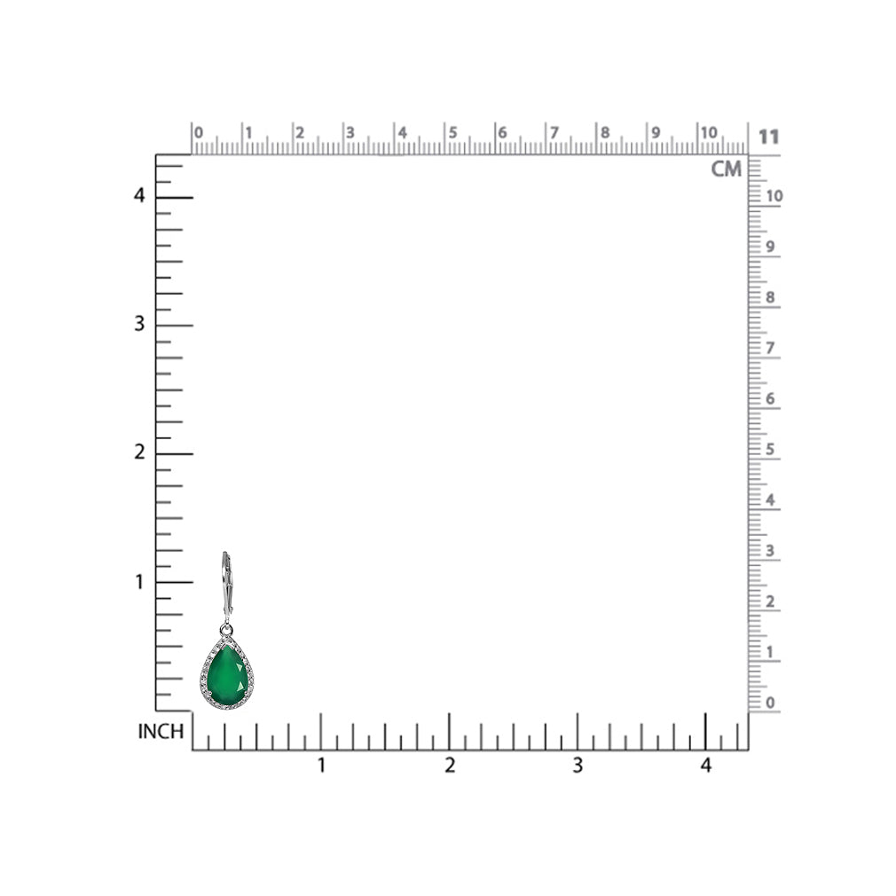 5.26ct. Natural Emerald Green Agate and White Topaz 925 Sterling Silver Drop Dangle Leverback Earrings - Silvershake-store