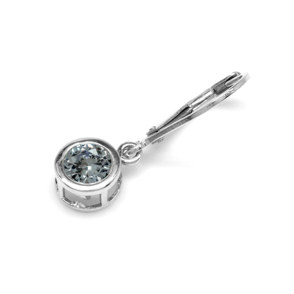 6MM Round Simulated Color Change Alexandrite 925 Sterling Silver Bezel Set Leverback Dangle Earrings - Silvershake-store