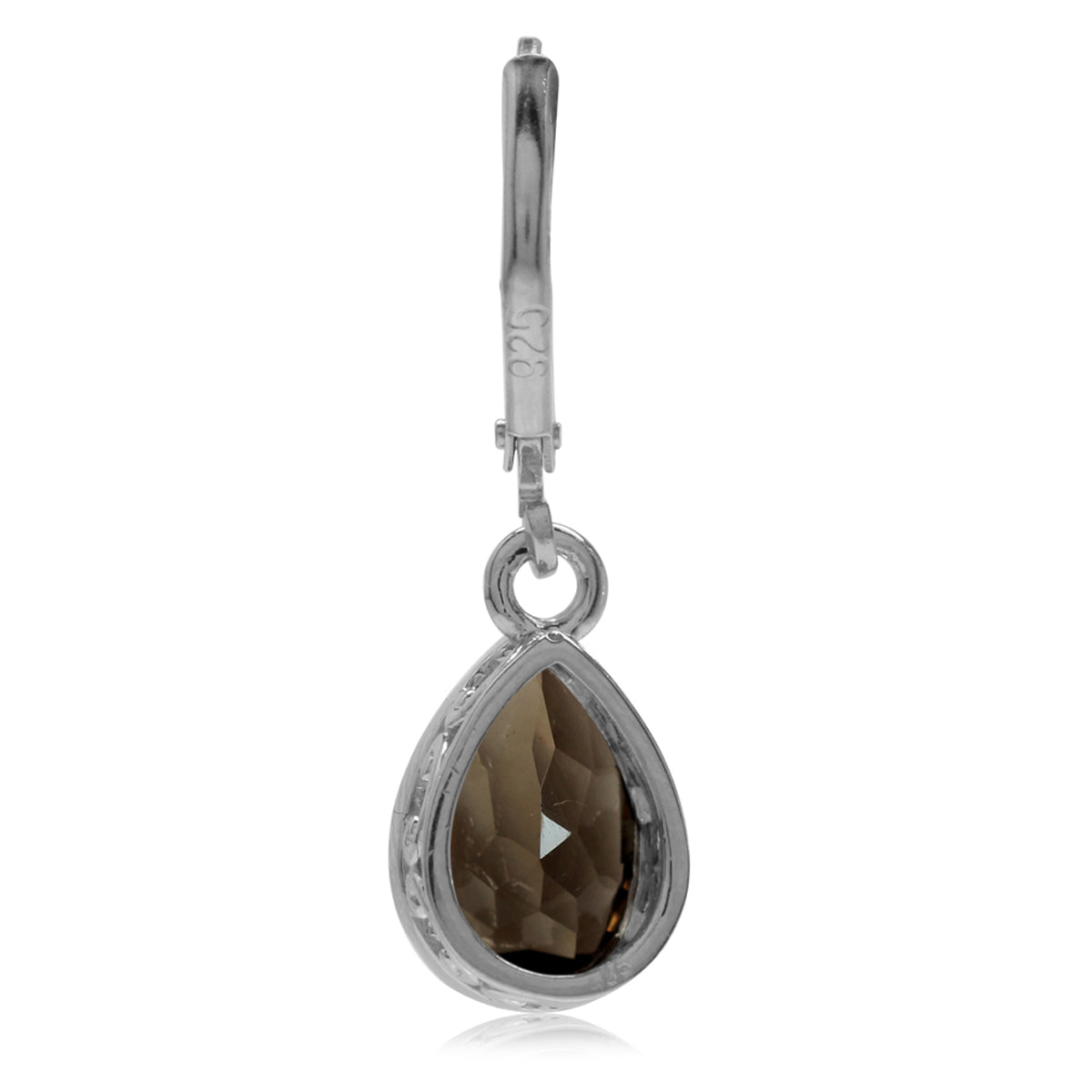 3.96ct. Natural Smoky Quartz 925 Sterling Silver Heart Victorian Style Drop Dangle Leverback Earrings - Silvershake-store