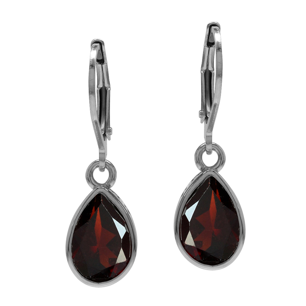 4.04ct. Natural Garnet 925 Sterling Silver Heart Victorian Style Drop Dangle Leverback Earrings - Silvershake-store