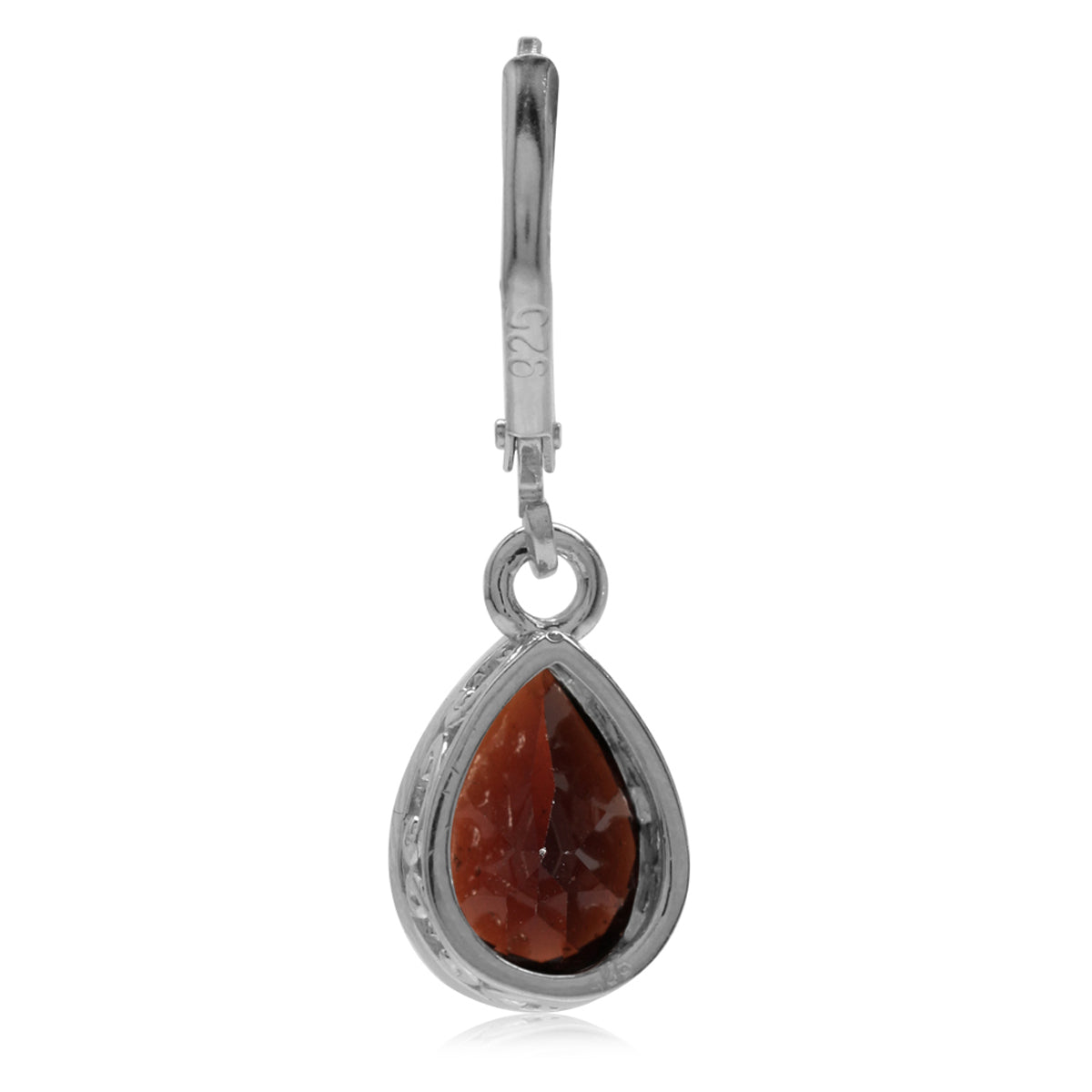 4.04ct. Natural Garnet 925 Sterling Silver Heart Victorian Style Drop Dangle Leverback Earrings - Silvershake-store