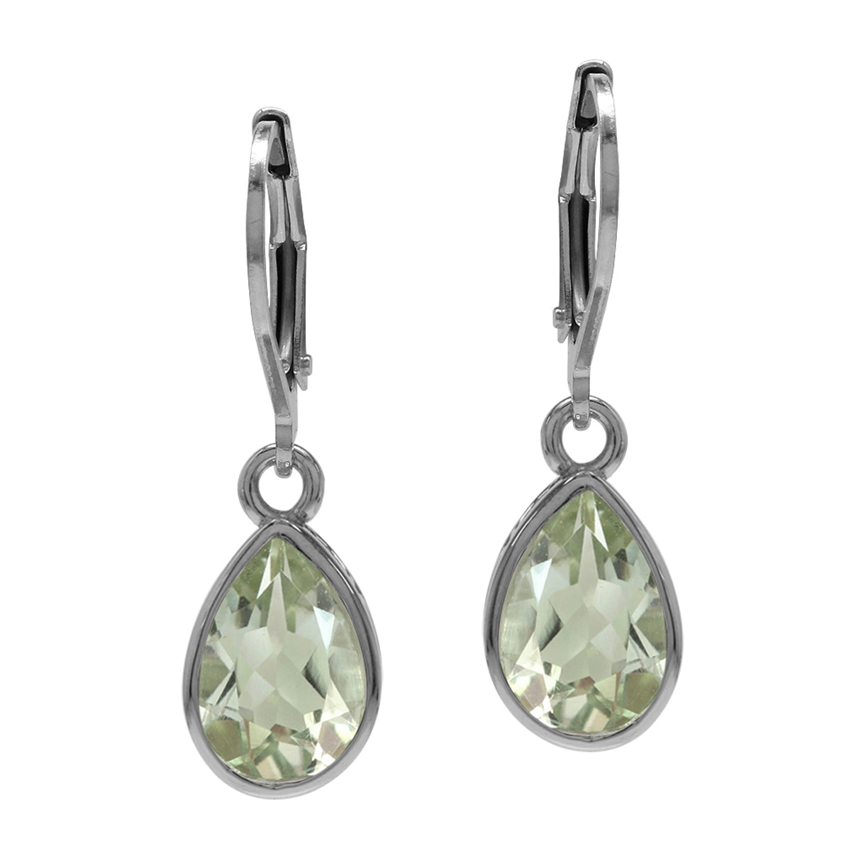 3.1ct. Green Amethyst 925 Sterling Silver Heart Victorian Style Drop Dangle Leverback Earrings - Silvershake-store