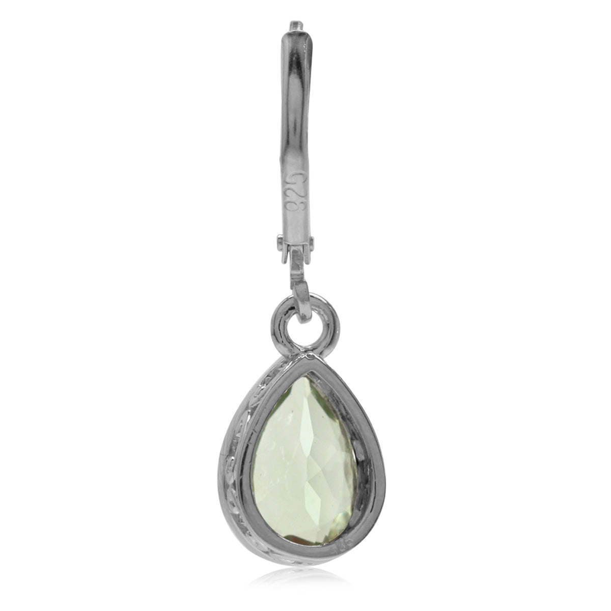 3.1ct. Green Amethyst 925 Sterling Silver Heart Victorian Style Drop Dangle Leverback Earrings - Silvershake-store