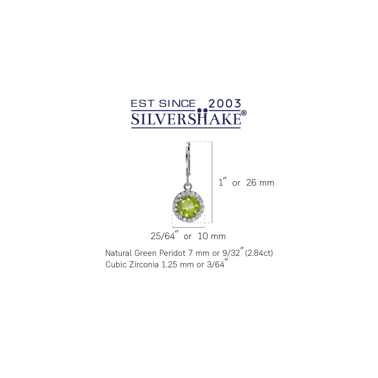 2.84ct. 7mm Natural Round Shape Peridot 925 Sterling Silver Halo Leverback Dangle Earrings - Silvershake-store