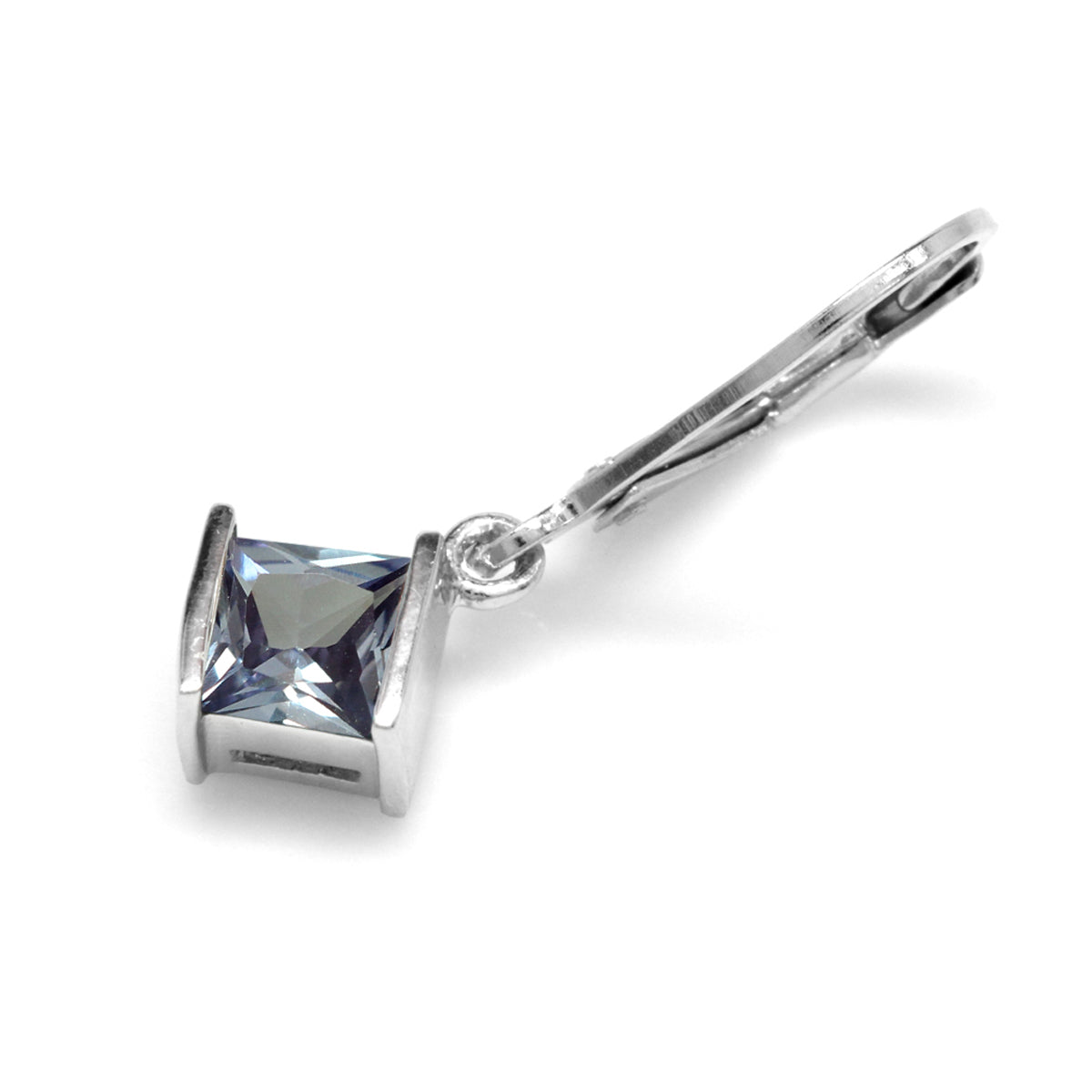 5mm Square Shape Created Color Change Alexandrite 925 Sterling Silver Leverback Dangle Earrings - Silvershake-store