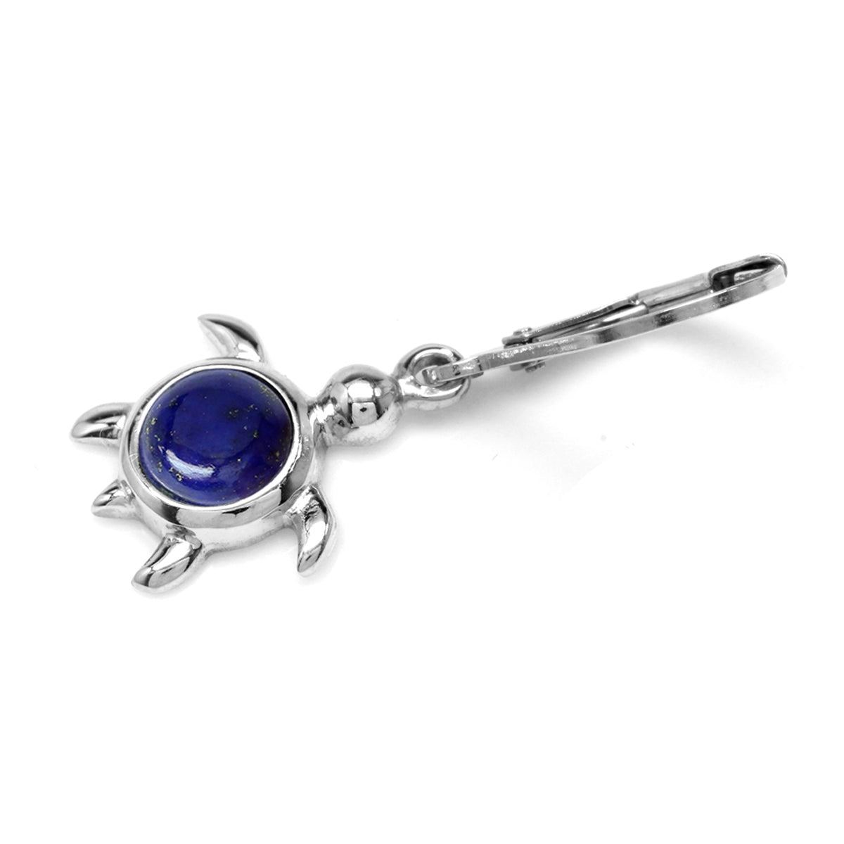 Genuine Lapis 925 Sterling Silver Turtle Leverback Dangle Earrings - Silvershake-store