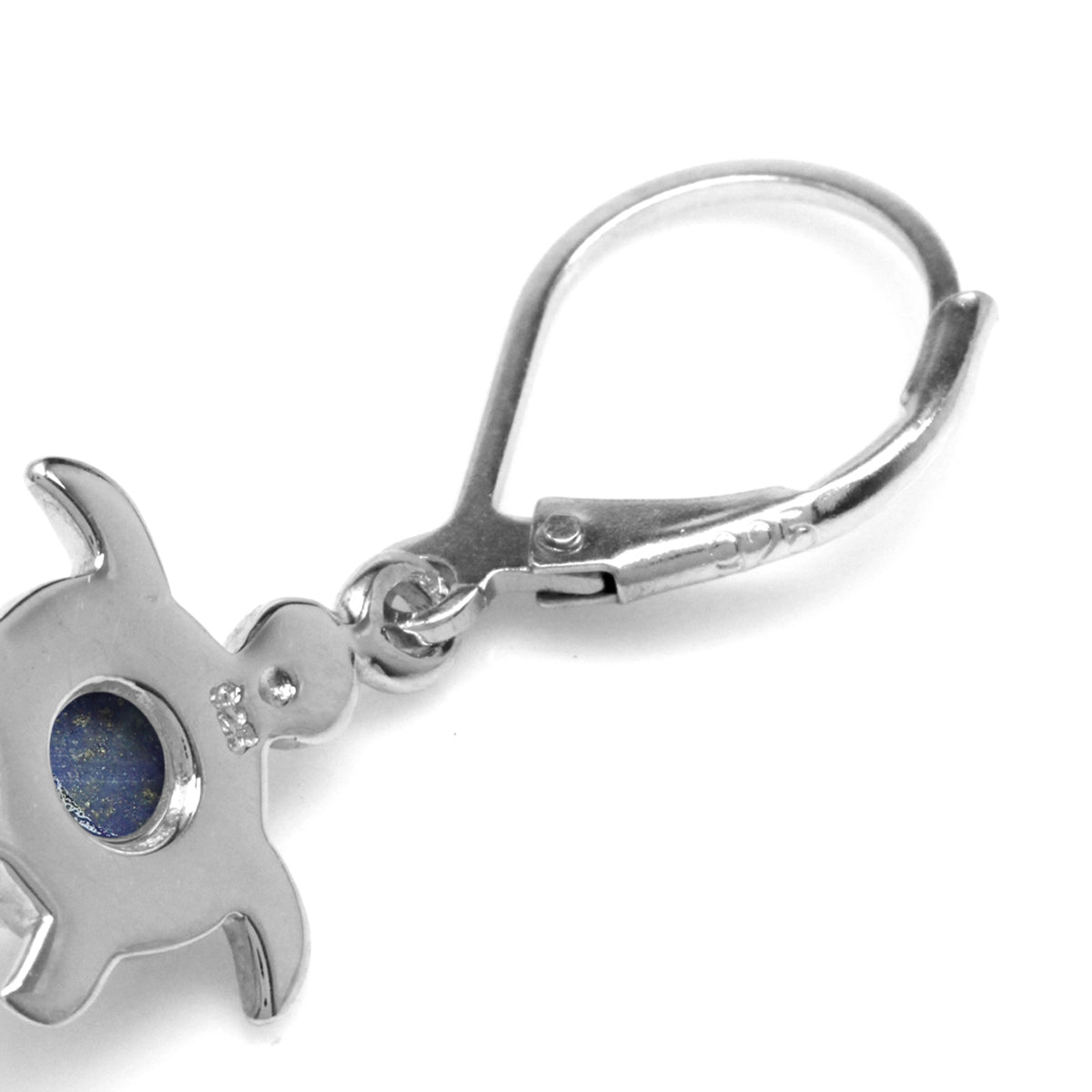 Genuine Lapis 925 Sterling Silver Turtle Leverback Dangle Earrings - Silvershake-store