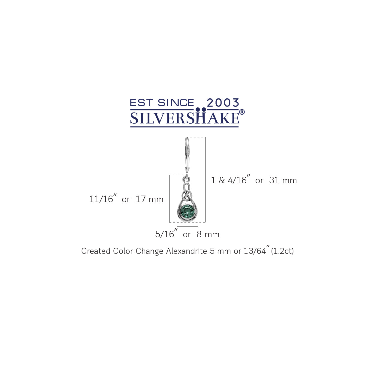 Simulated Alexandrite 925 Sterling Silver Celtic Knot Leverback Dangle Earrings - Silvershake-store