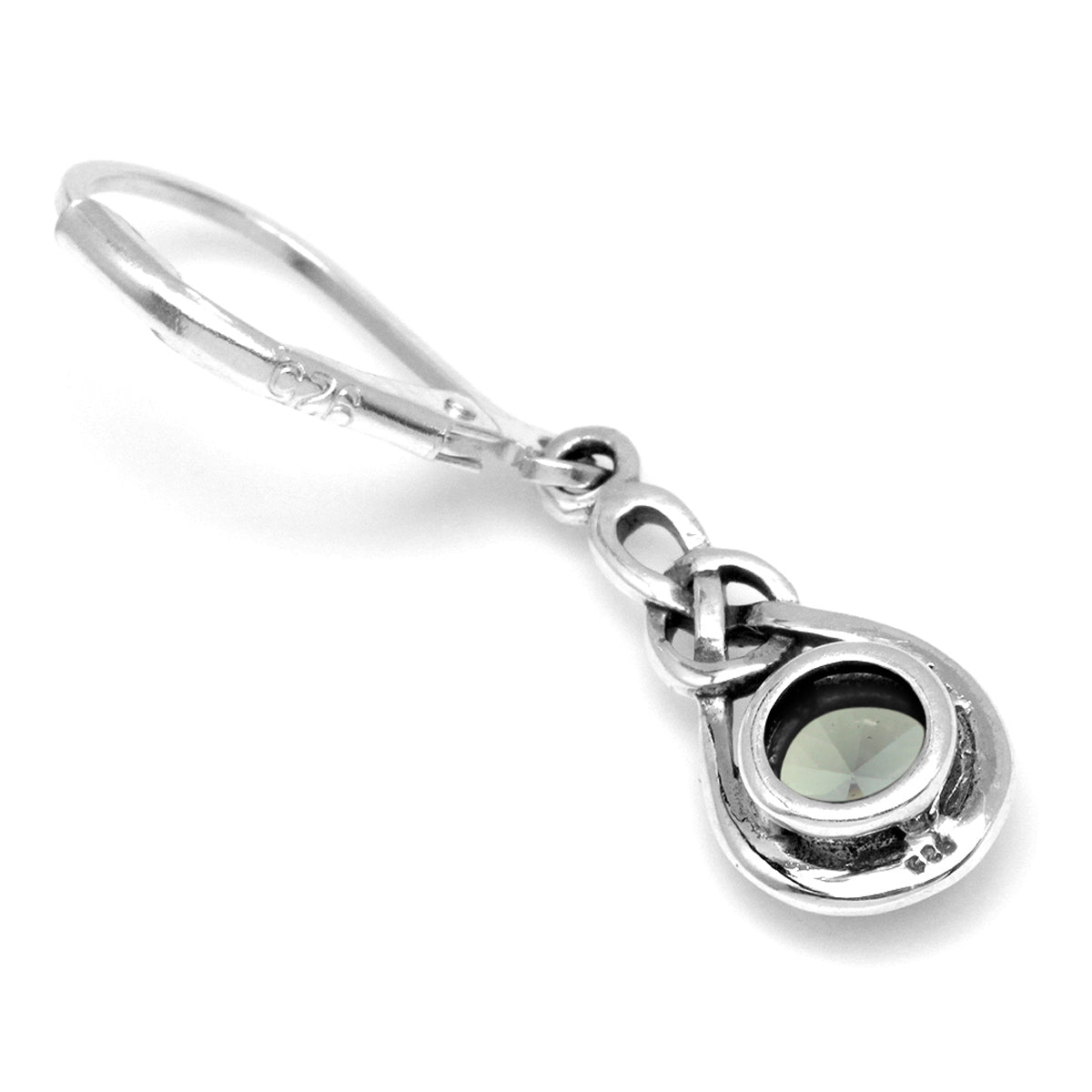 Simulated Alexandrite 925 Sterling Silver Celtic Knot Leverback Dangle Earrings - Silvershake-store