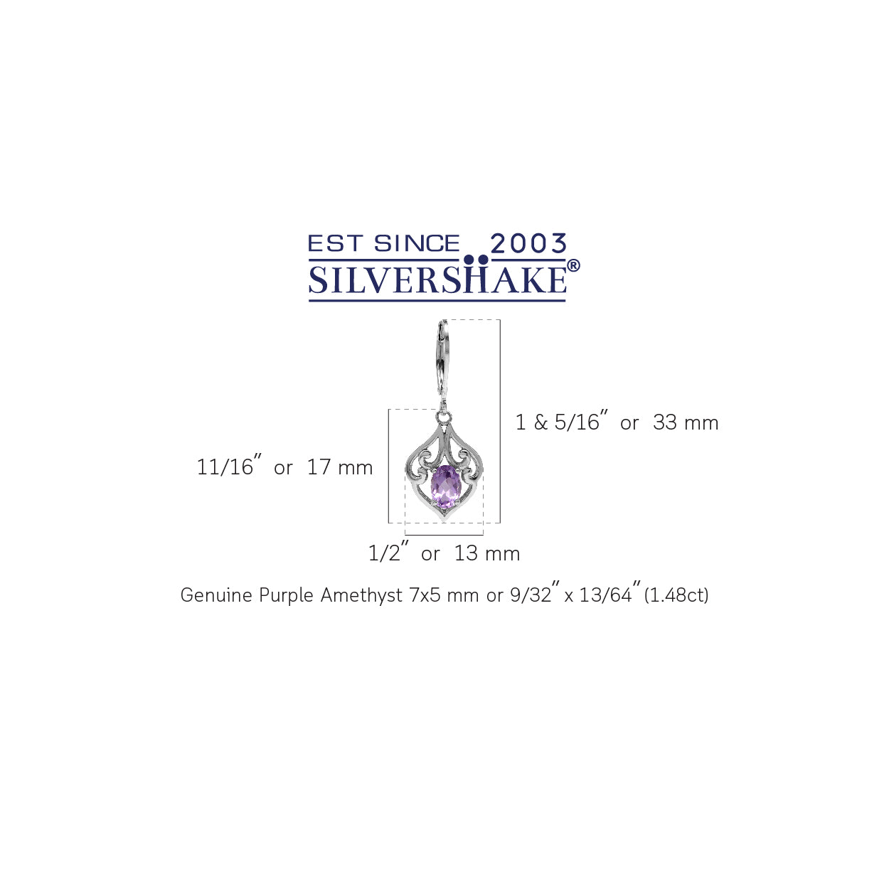 1.48ct. Natural Amethyst 925 Sterling Silver Victorian Style Leverback Dangle Earrings - Silvershake-store
