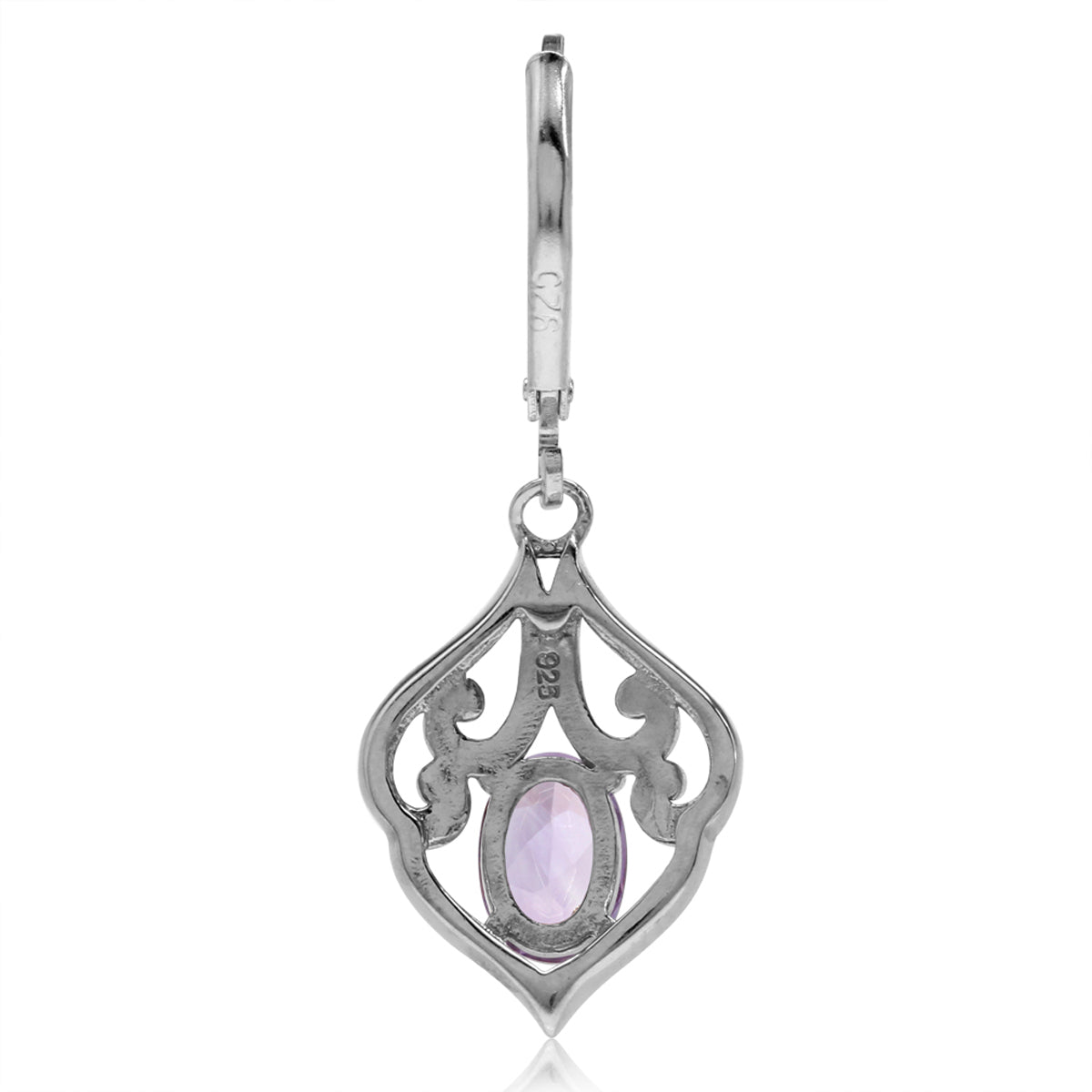 1.48ct. Natural Amethyst 925 Sterling Silver Victorian Style Leverback Dangle Earrings - Silvershake-store