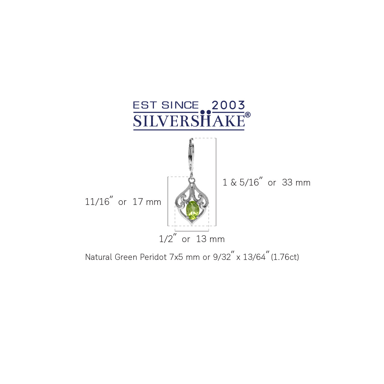 1.76ct. Natural Peridot 925 Sterling Silver Victorian Style Leverback Dangle Earrings - Silvershake-store