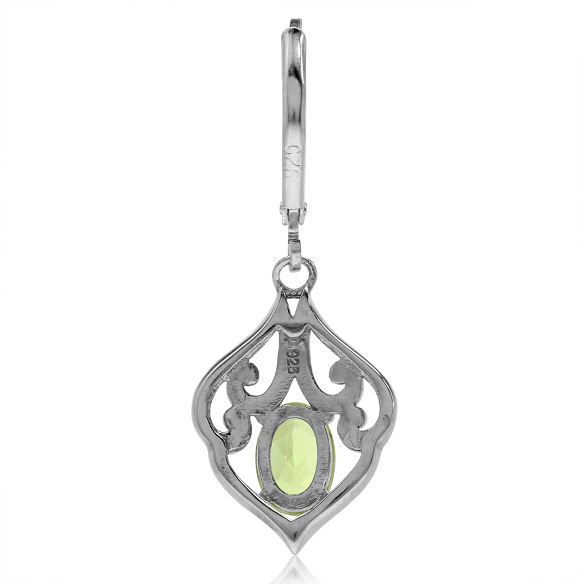 1.76ct. Natural Peridot 925 Sterling Silver Victorian Style Leverback Dangle Earrings - Silvershake-store