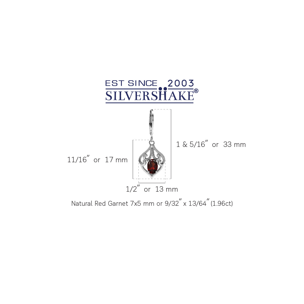 1.96ct. Natural Garnet 925 Sterling Silver Victorian Style Leverback Dangle Earrings - Silvershake-store