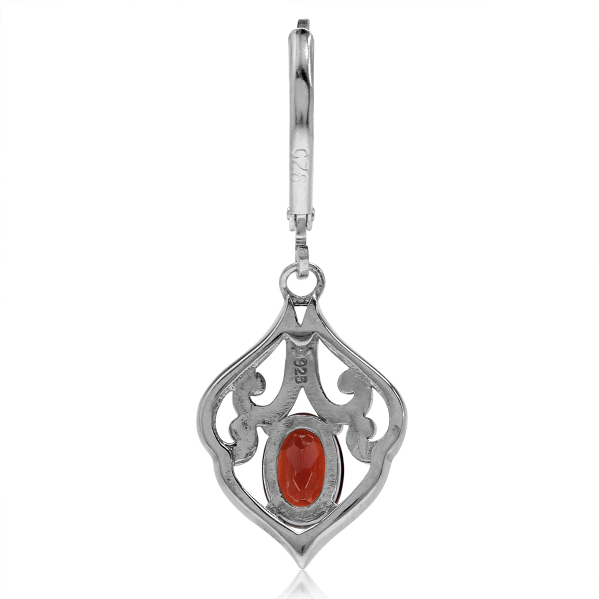1.96ct. Natural Garnet 925 Sterling Silver Victorian Style Leverback Dangle Earrings - Silvershake-store