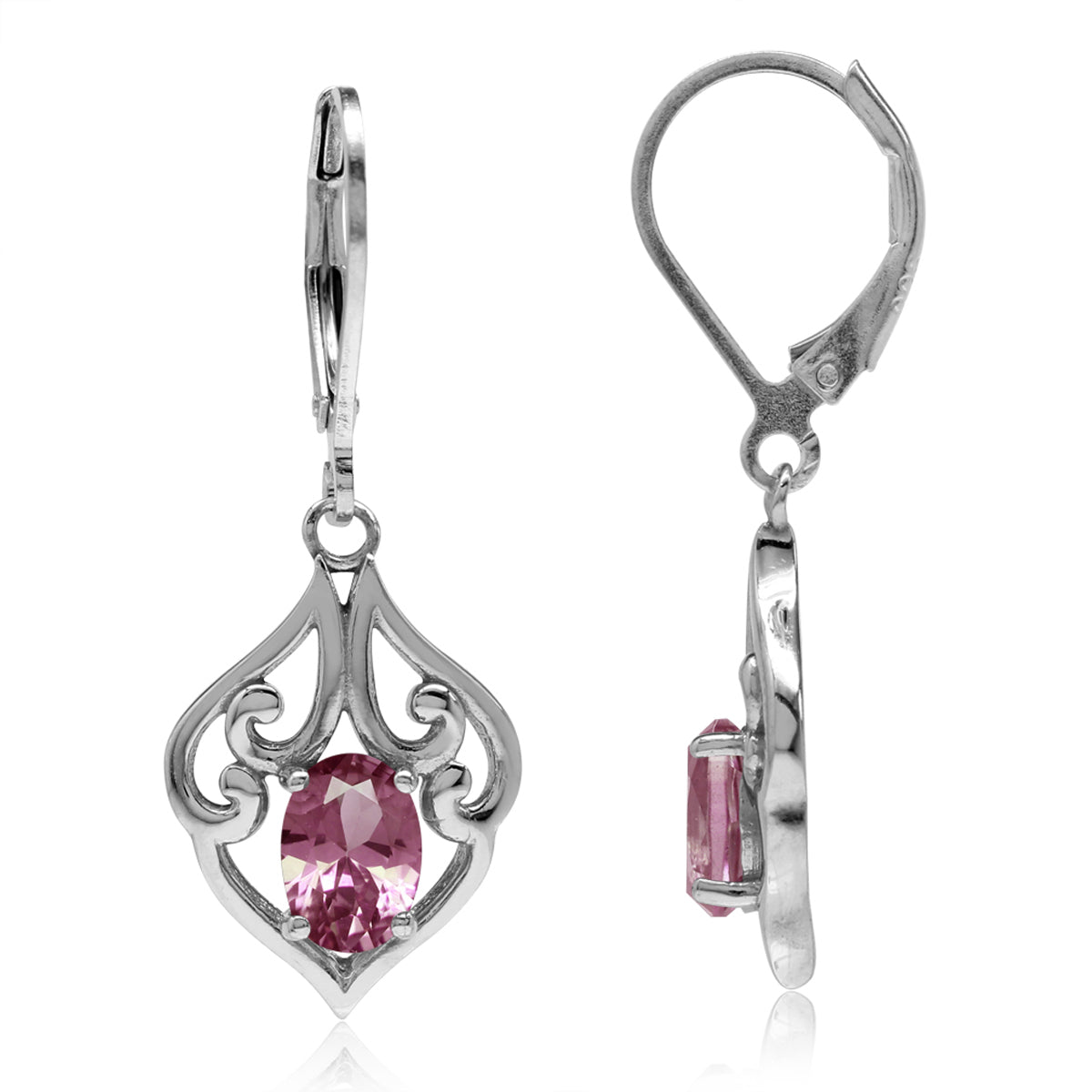 Simulated Color Change Alexandrite 925 Sterling Silver Victorian Style Leverback Dangle Earrings - Silvershake-store