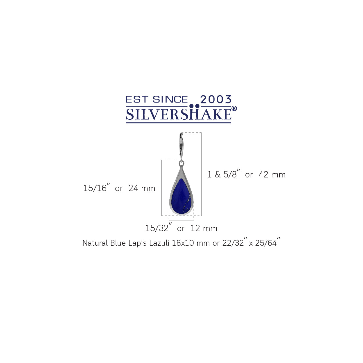 Created Blue Lapis Inlay White Gold Plated 925 Sterling Silver Drop Dangle Leverback Earrings - Silvershake-store