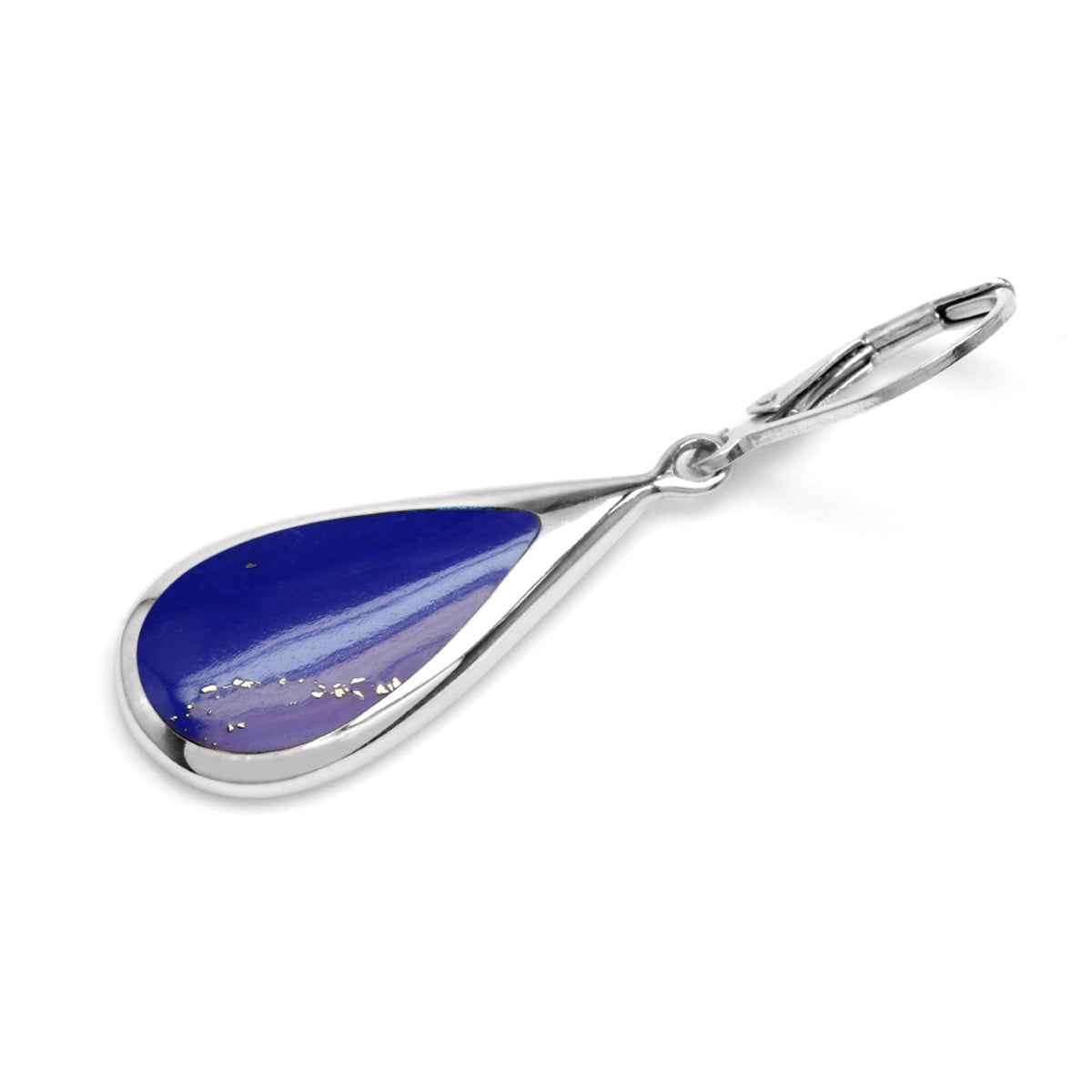 Created Blue Lapis Inlay White Gold Plated 925 Sterling Silver Drop Dangle Leverback Earrings - Silvershake-store