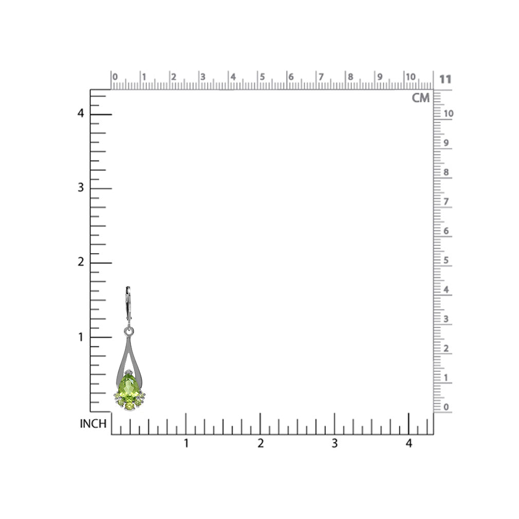 4.72ct. Natural Pear Shape Peridot White Gold Plated 925 Sterling Silver Drop Dangle Leverback Earrings - Silvershake-store