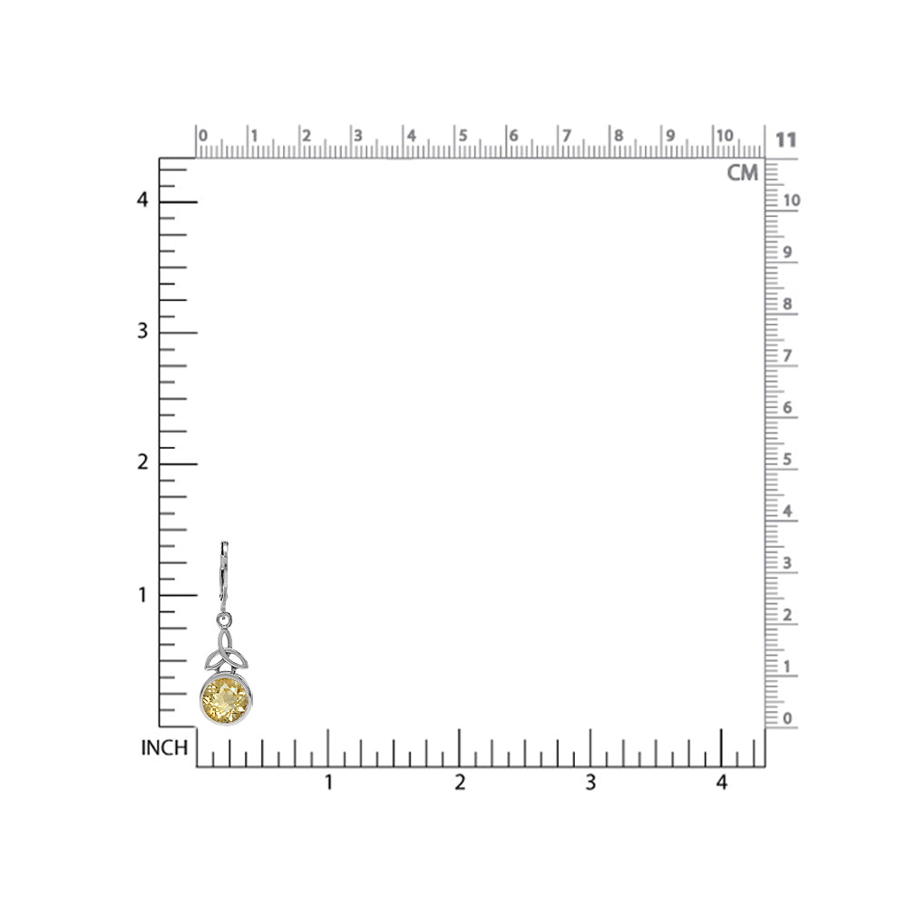 4.86ct. 9mm Natural Round Shape Citrine 925 Sterling Silver Triquetra Celtic Knot Leverback Earrings - Silvershake-store