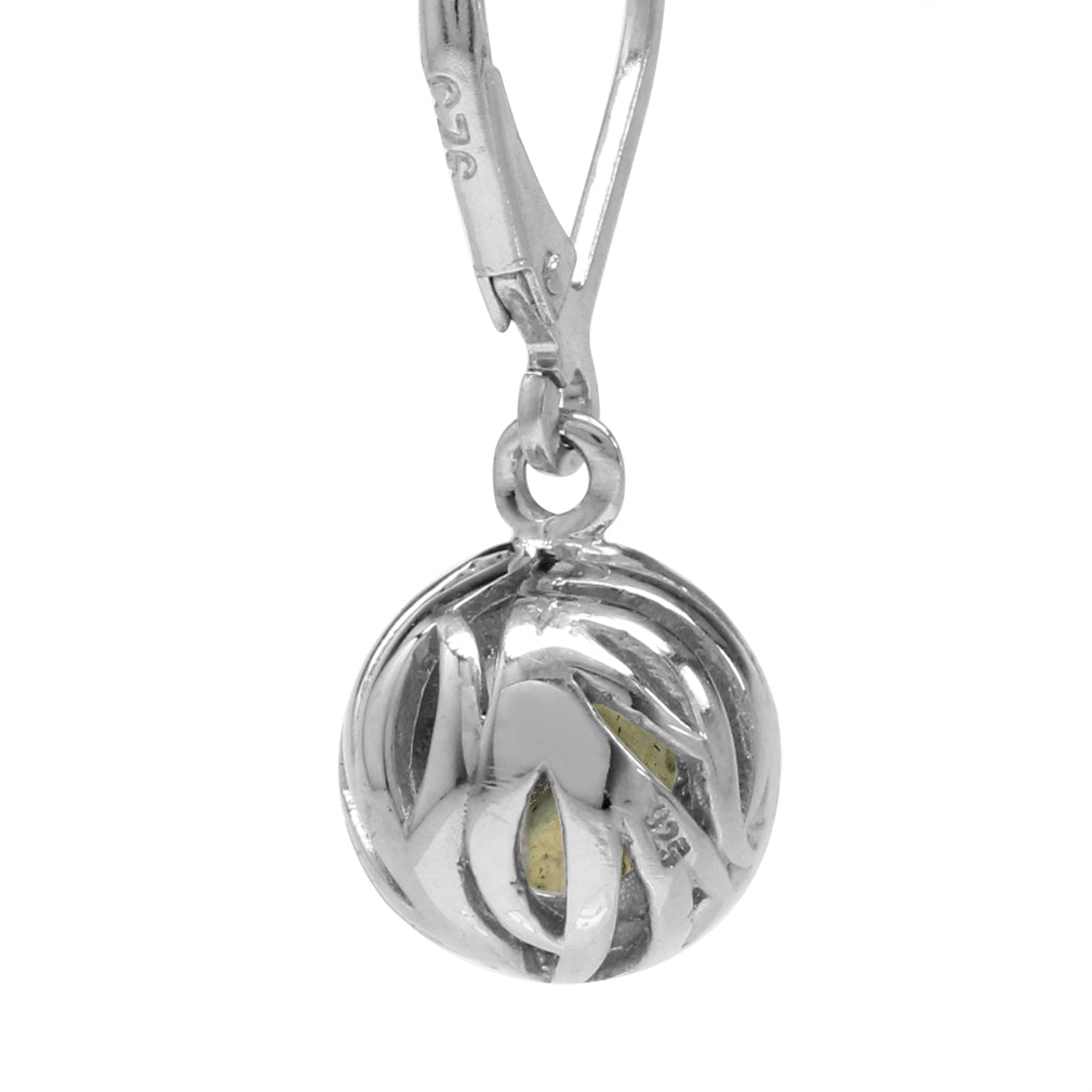8mm Round Shape Labradorite White Gold Plated 925 Sterling Silver Leverback Dangle Earrings - Silvershake-store