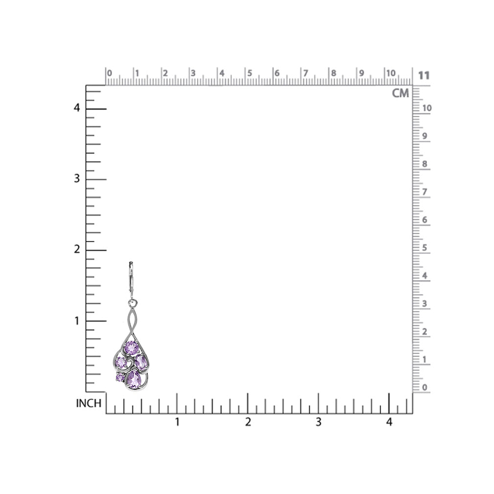 3.7ct. Natural Amethyst White Gold Plated 925 Sterling Silver Cluster Leverback Dangle Earrings - Silvershake-store