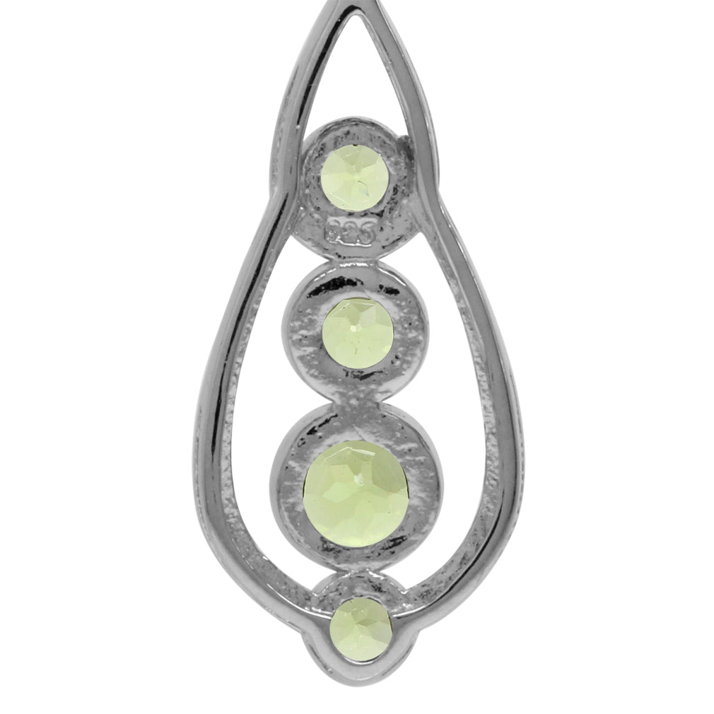 Natural Peridot White Gold Plated 925 Sterling Silver Journey Leverback Dangle Earrings - Silvershake-store