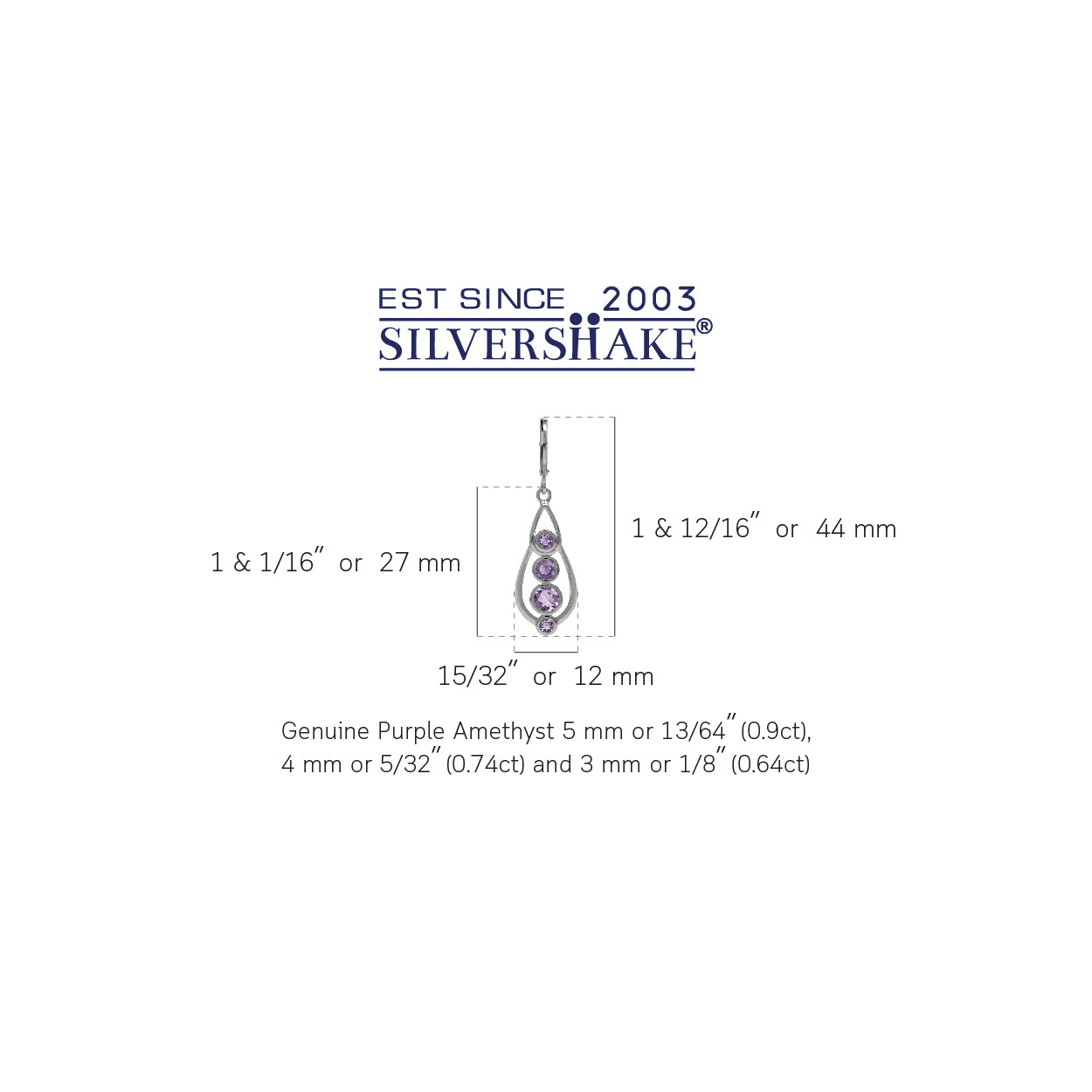 2.28ct. Natural Amethyst White Gold Plated 925 Sterling Silver Journey Leverback Dangle Earrings - Silvershake-store