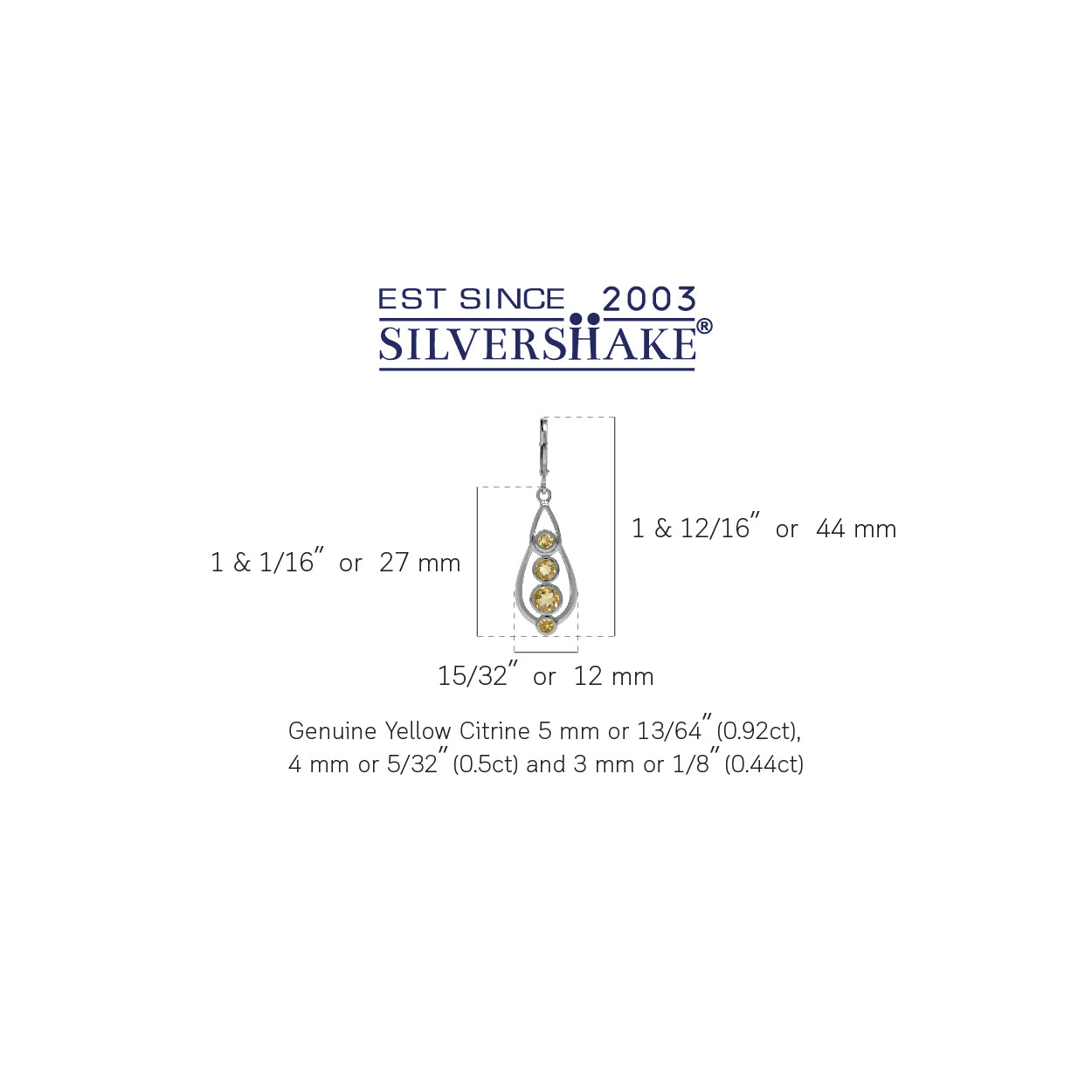 Natural Citrine White Gold Plated 925 Sterling Silver Journey Leverback Dangle Earrings - Silvershake-store