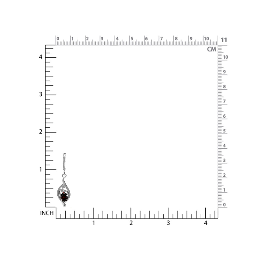 1.64ct. Natural Garnet White Gold Plated 925 Sterling Silver Filigree Swirl Leverback Dangle Earrings - Silvershake-store