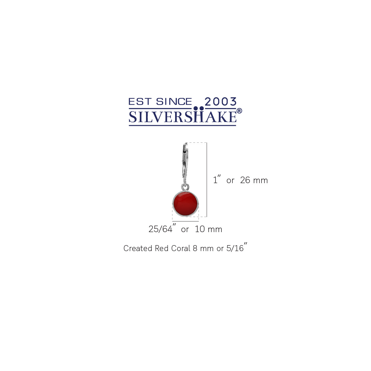 8mm Created Red Coral White Gold Plated 925 Sterling Silver Leverback Dangle Earrings - Silvershake-store