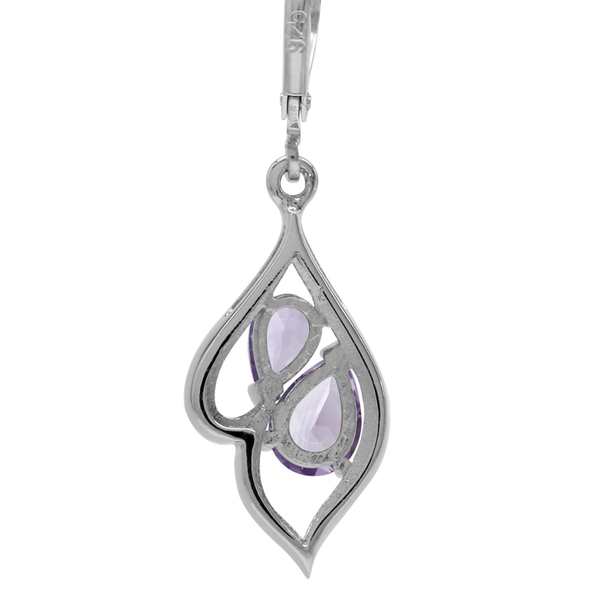 2.02ct. Natural Pear Shape Amethyst White Gold Plated 925 Sterling Silver Leverback Dangle Earrings - Silvershake-store