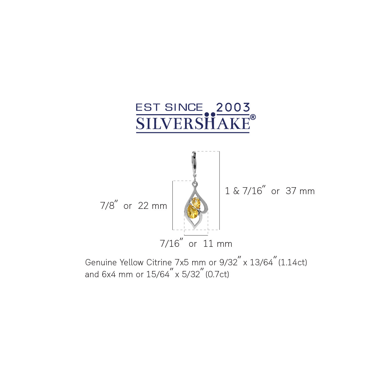 1.84ct. Natural Pear Shape Citrine White Gold Plated 925 Sterling Silver Leverback Dangle Earrings - Silvershake-store