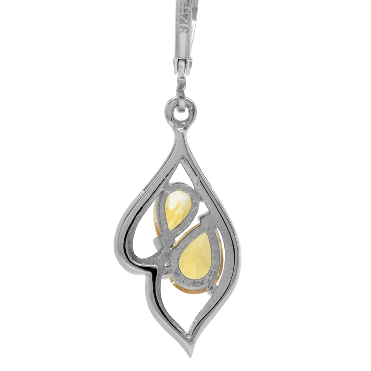 1.84ct. Natural Pear Shape Citrine White Gold Plated 925 Sterling Silver Leverback Dangle Earrings - Silvershake-store