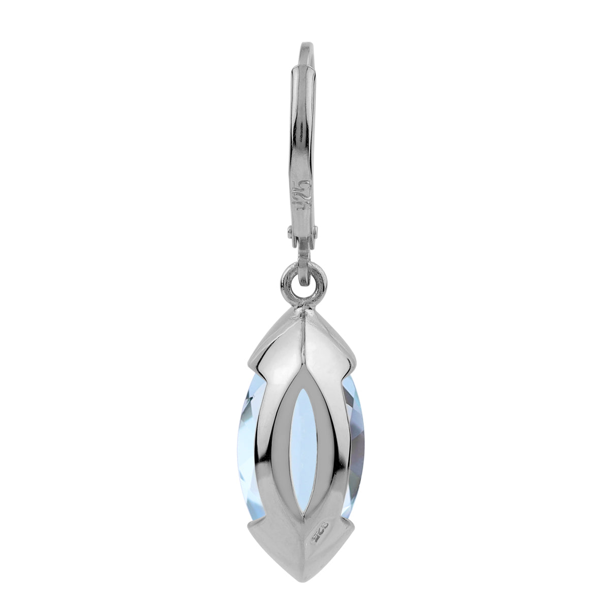 9.06ct. 16x8mm Genuine Marquise Shape Blue Topaz 925 Sterling Silver Leverback Dangle Earrings - Silvershake-store