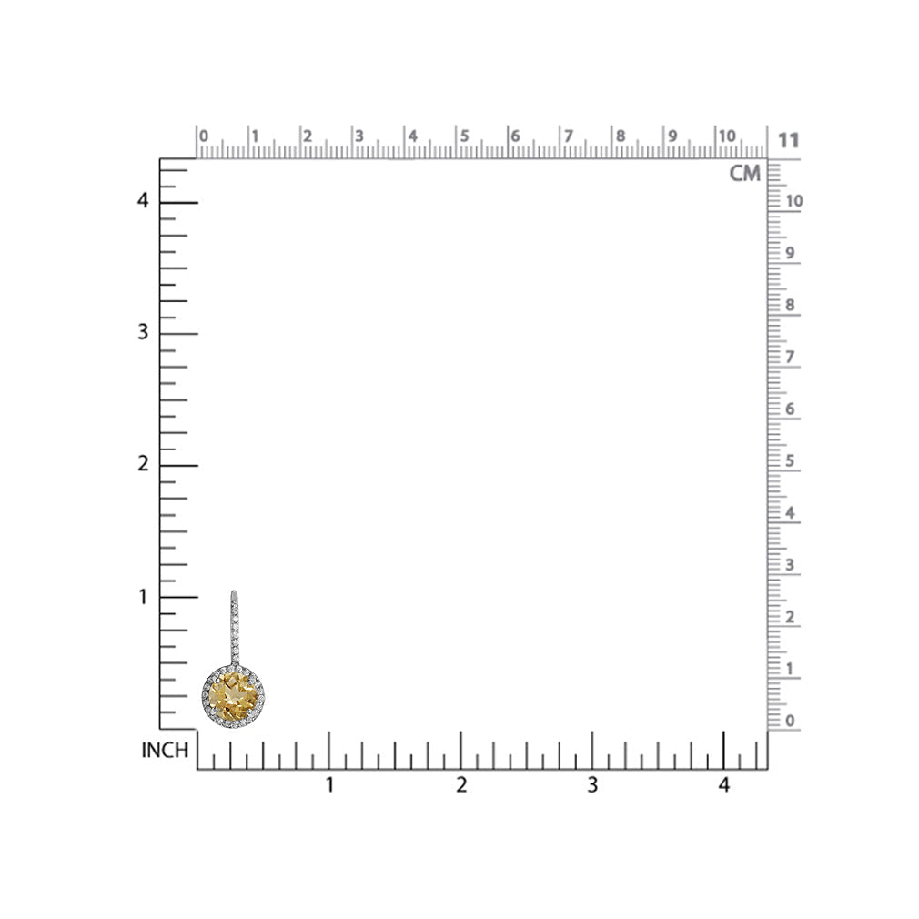 4.86ct. 9mm Natural Round Shape Citrine White Gold Plated 925 Sterling Silver Halo Leverback Earrings - Silvershake-store