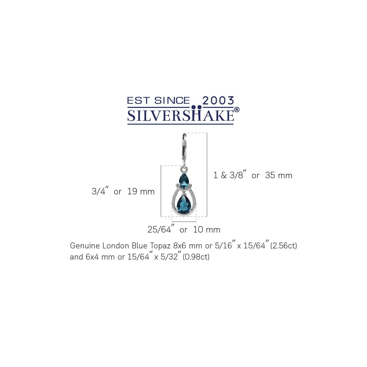 3.54ct. Genuine Pear Shape London Blue Topaz 925 Sterling Silver Drop Dangle Leverback Earrings - Silvershake-store