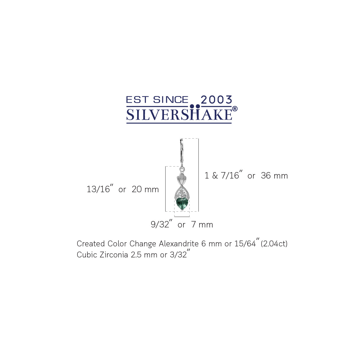 6MM Created Heart Shape Color Change Alexandrite White Gold Plated 925 Sterling Silver Leverback Dangle Earrings June Gemstone Birthstone - Silvershake-store