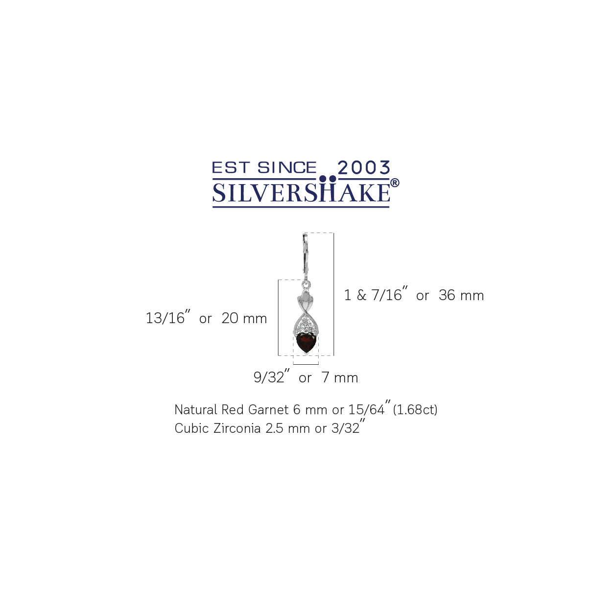 1.68 CTW Natural Heart Shape Red Garnet White Gold Plated 925 Sterling Silver Leverback Dangle Earrings January Gemstone Birthstone - Silvershake-store