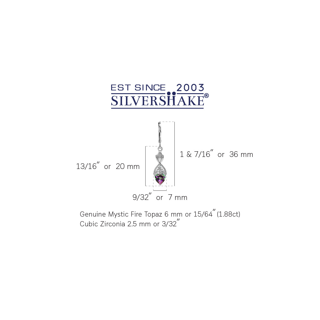 1.88ct. Heart Shape Mystic Fire Topaz White Gold Plated 925 Sterling Silver Leverback Dangle Earrings - Silvershake-store