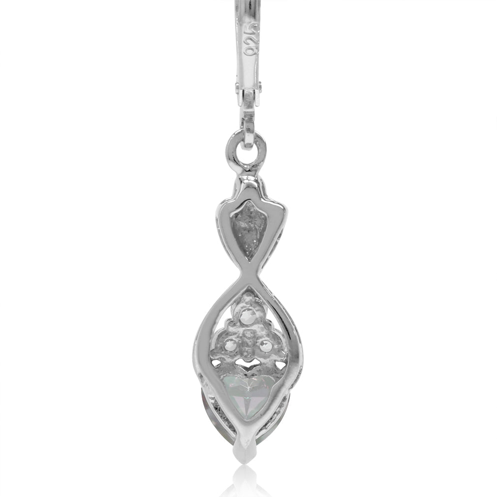 1.88ct. Heart Shape Mystic Fire Topaz White Gold Plated 925 Sterling Silver Leverback Dangle Earrings - Silvershake-store