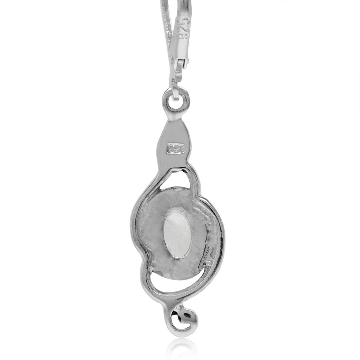Natural Oval Shape Moonstone 925 Sterling Silver Swirl Drop Dangle Leverback Earrings - Silvershake-store