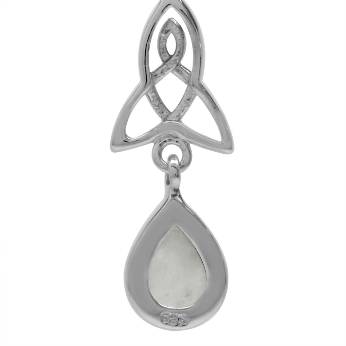 Natural Moonstone 925 Sterling Silver Triquetra Celtic Knot Drop Dangle Leverback Earrings - Silvershake-store